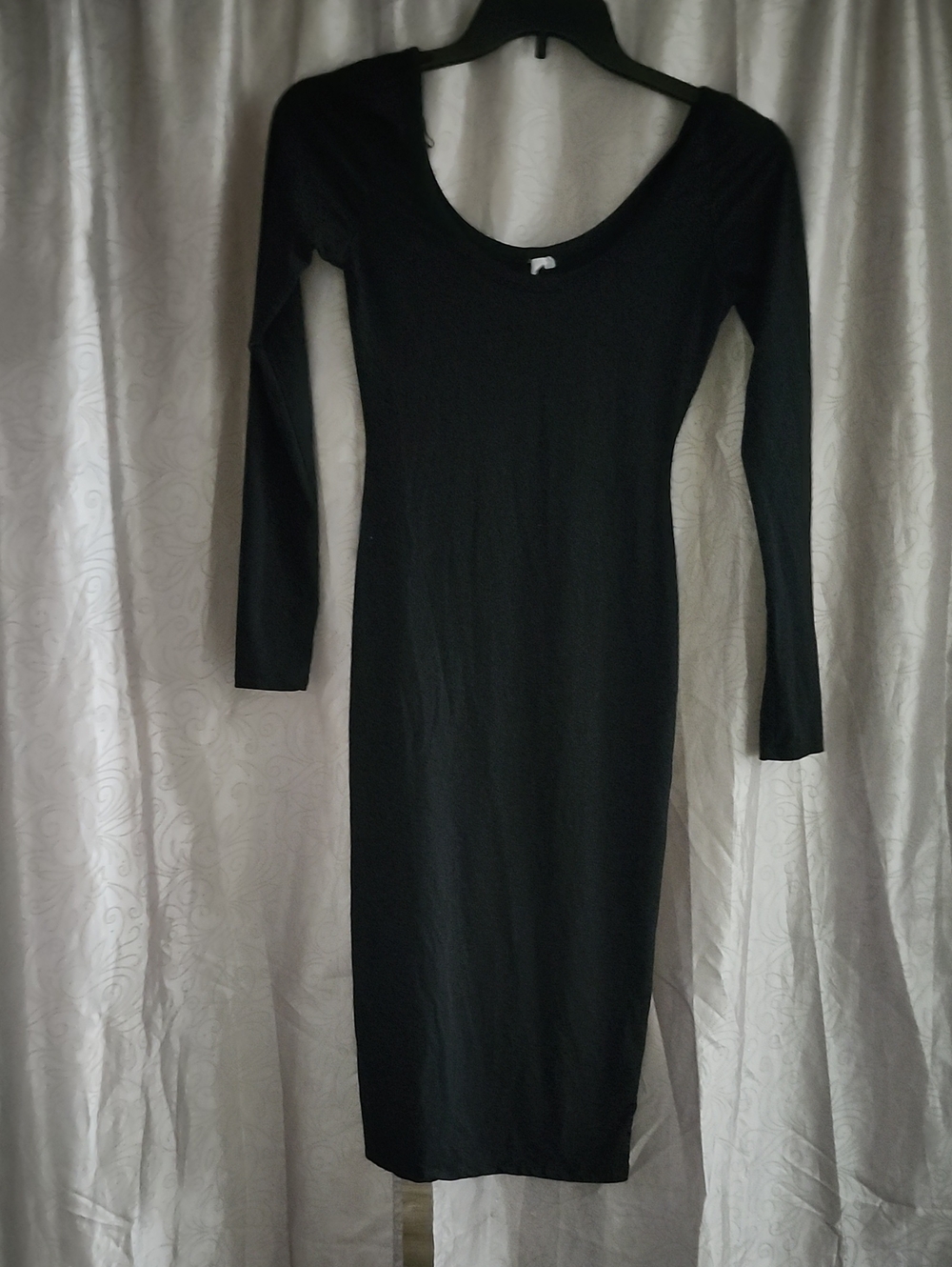 Classic Black Long Sleeve Bodycon Dress - Women